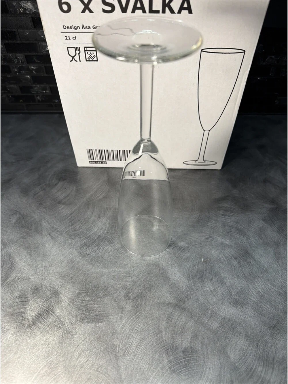 IKEA Swedish Champagne Flute Clear Glass 6 pack 500.151.22 Tall Slender Åsa Gray